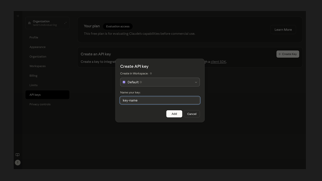 Create an API key