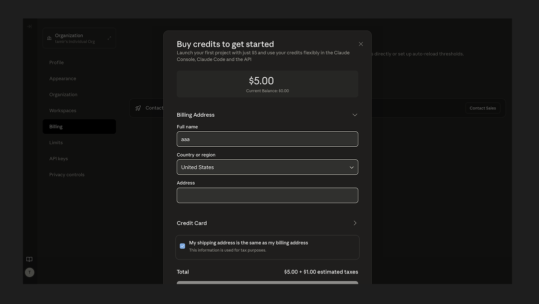 Add credits on billing