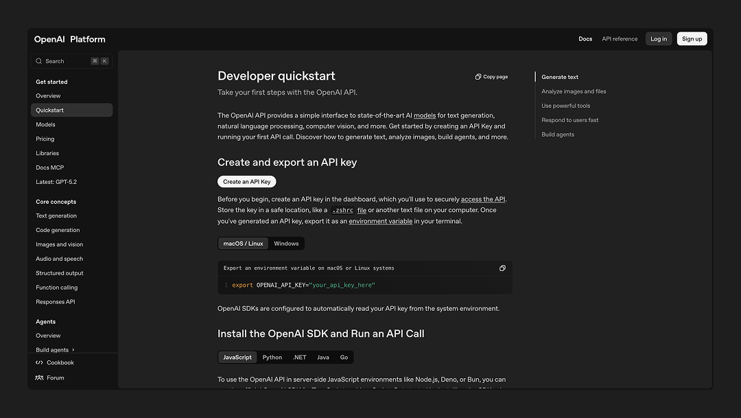 OpenAI dashboard